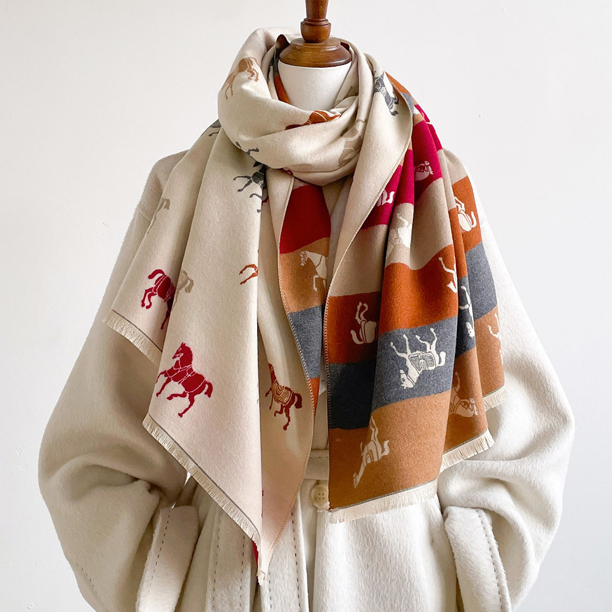 Woven Scarf Blanket - Sciarpa Autunno Inverno da Donna, Scialli