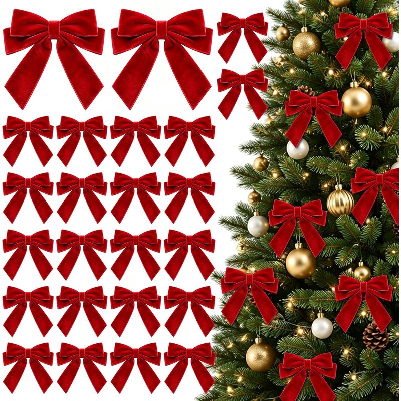 Bow Tie Pre Tied - 24 fiocchi in velluto rosso, già