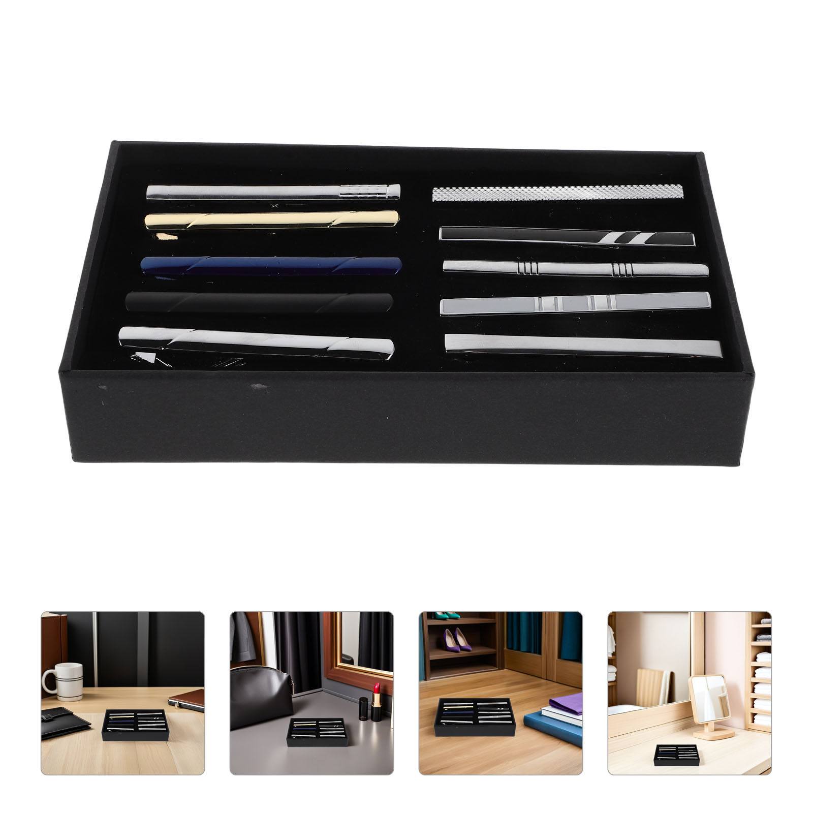Tie Bar Set Gift - Set da 10 fermacravatte eleganti in
