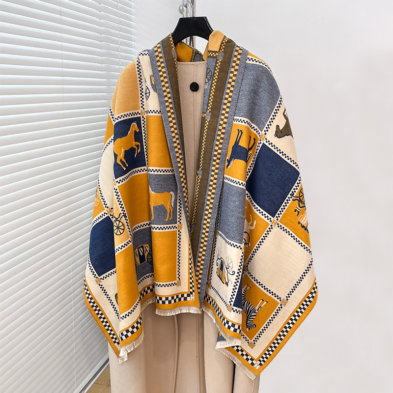 Woven Scarf Blanket - Lussuoso Poncho Caldo in Cashmere, Sciarpa